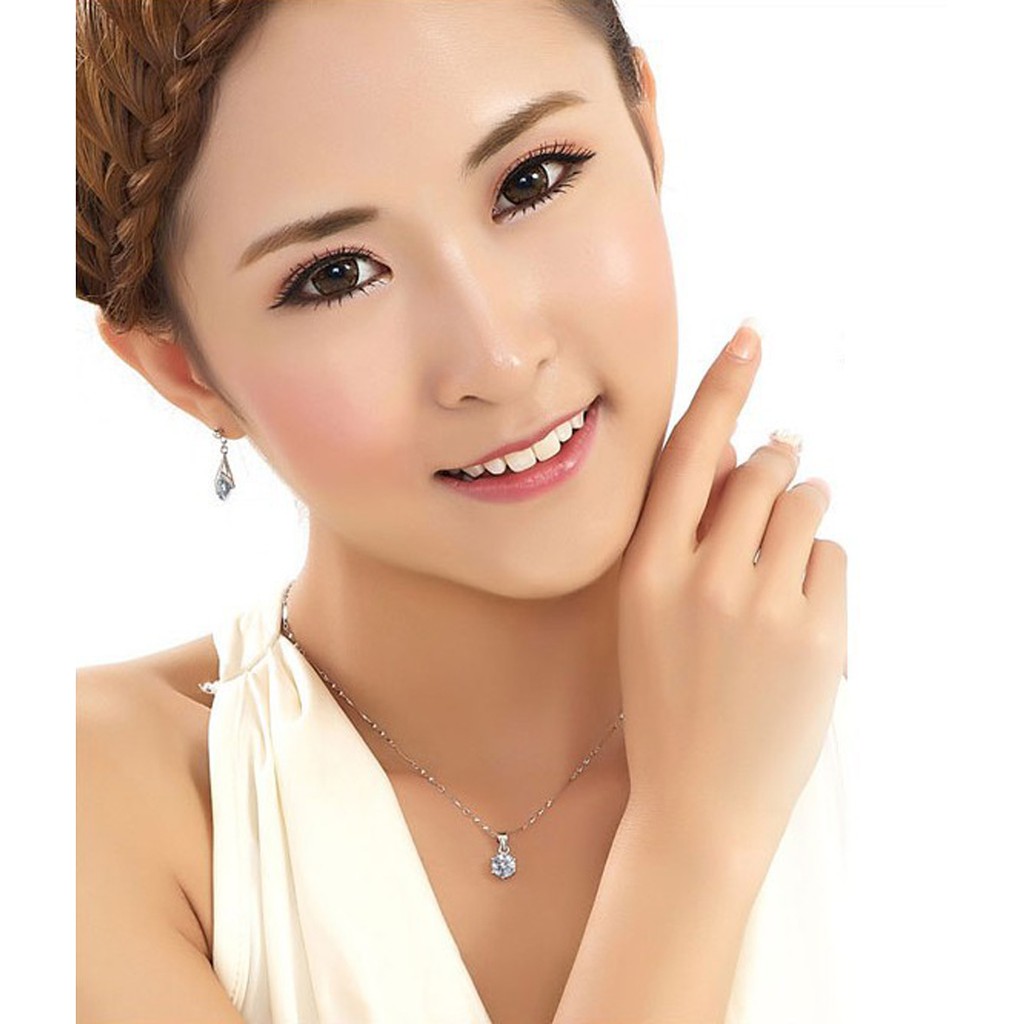 Fancyqube 925 perak enam cakar berlian imitasi satu liontin kalung putih