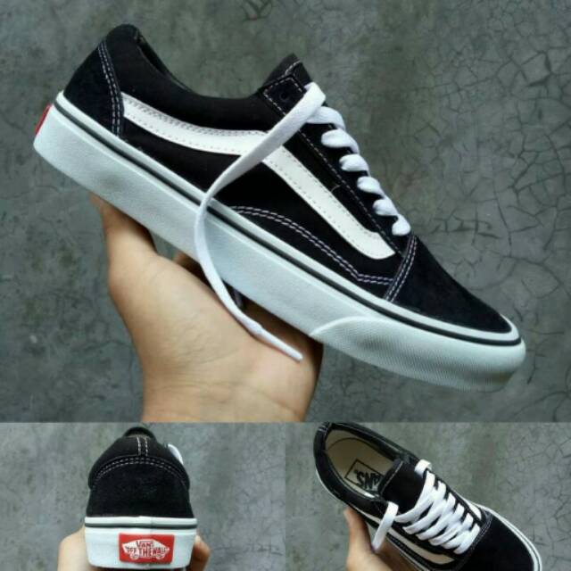 Sepatu Vans Oldskool Black White Sneakers Pria Kets Hitam Putih Kado Hadiah Sekolah Kuliah Kerja