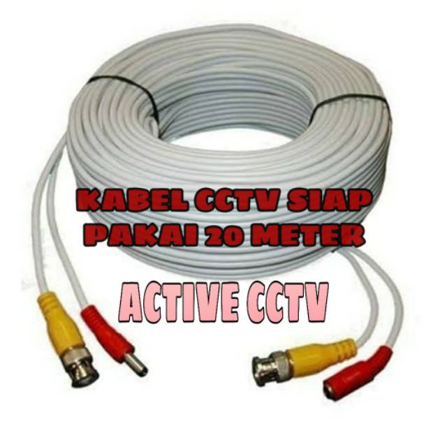 KABEL CCTV 20M PUTIH KAMERA CCTV SIAP PAKAI KABEL JADI CAMERA CCTV 20 METER CONNECTOR BNC KONEKTOR