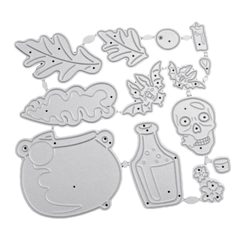 Stensil Cutting Dies Bahan Carbon Steel Desain Tengkorak Halloween Untuk Scrapbook