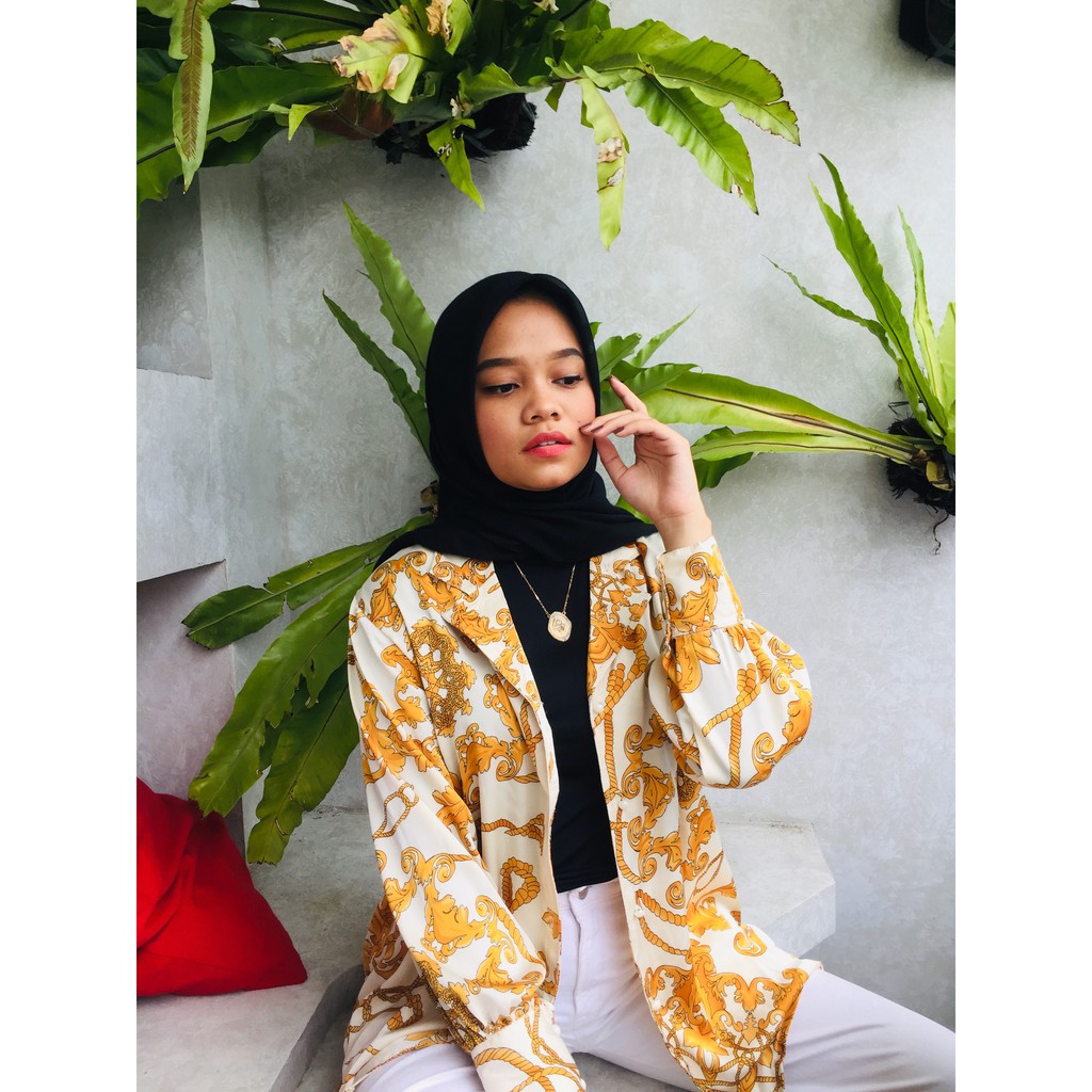 Blouse Versace Silk Premium | Kemeja Motif Versace Gucci | Outer Versace