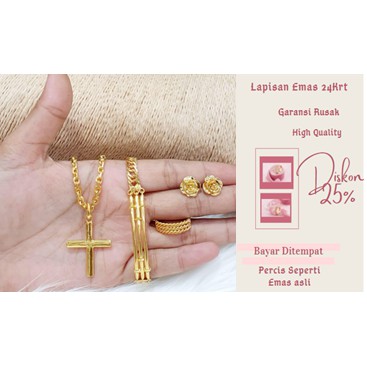 Perhiasan Wanita Set Titanium Fashion Aksesoris Wanita Model Aksesoris Salib Titanium