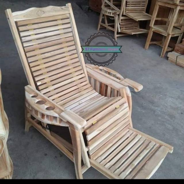 Kursi Santai Jati Mentahan - Kursi Hias Teras Jati - Kursi Malas Jati Jepara
