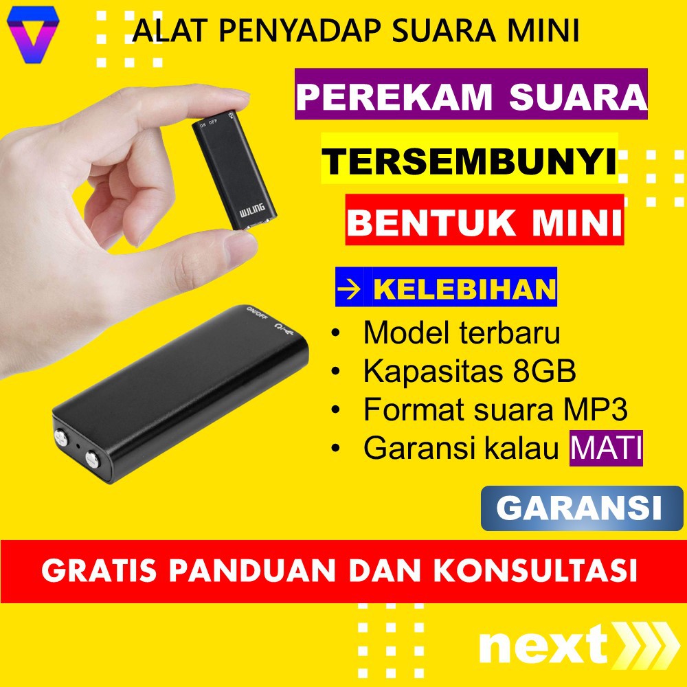 RECORDER VOICE ALAT PEREKAM SUARA MINI DIGITAL VOICE TERSEMBUNYI SADAP SUARA FLASHDRIVE 8GB JS22