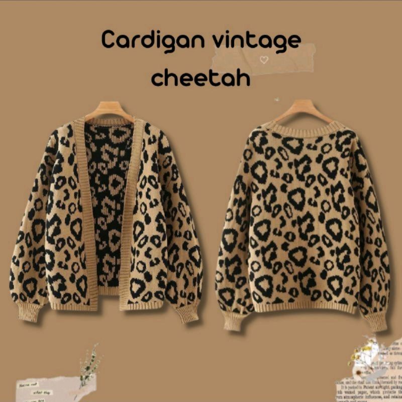 GS055 Cardigan vintage premium cheetah kancing Kanaya