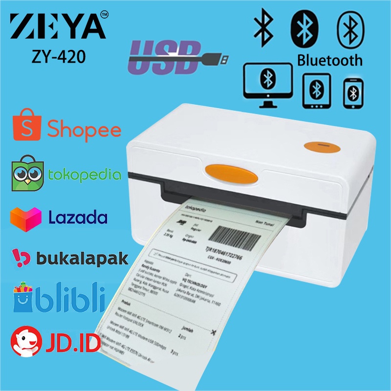 [HH] PRINTER THERMAL LABEL STICKER RESI STIKER USB + BLUETOOTH ZEYA ZY-CC420