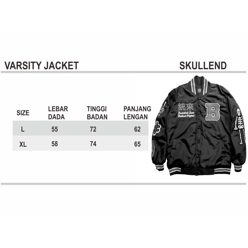 SKULLEND Varsity Jacket Bomber Baseball Pria Wanita Full Bordir Towel