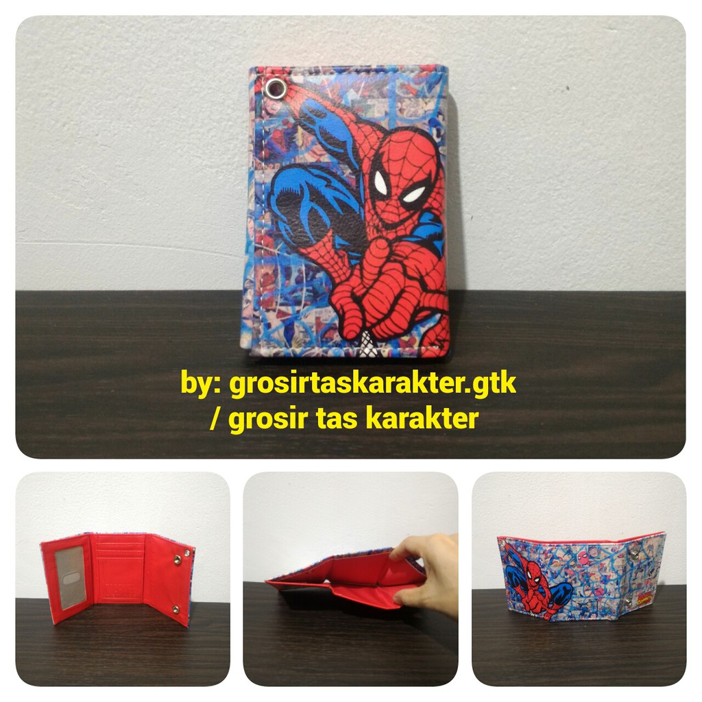 Dompet Anak Laki Karakter Spiderman Lipat Tiga Import 