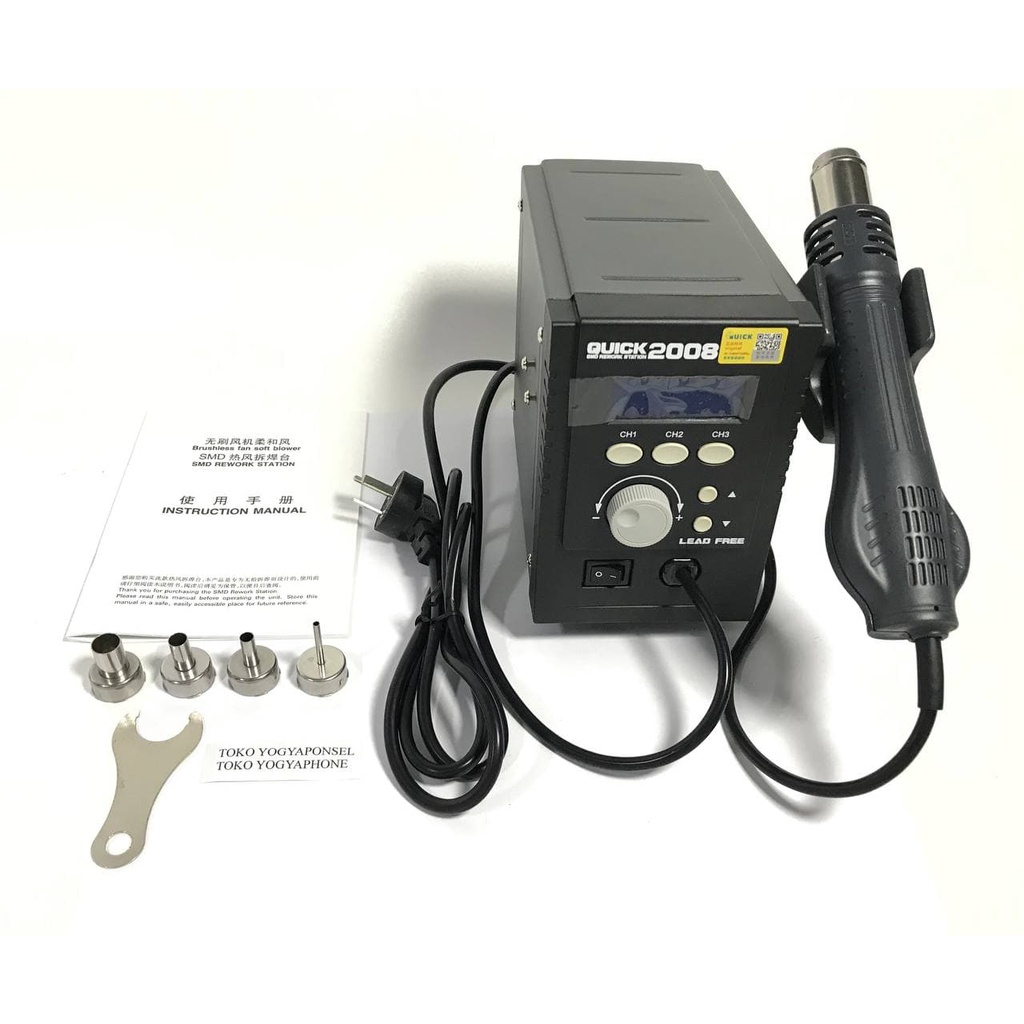 Blower Quick 2008 original terbaru Heat Gun Solder Uap digital