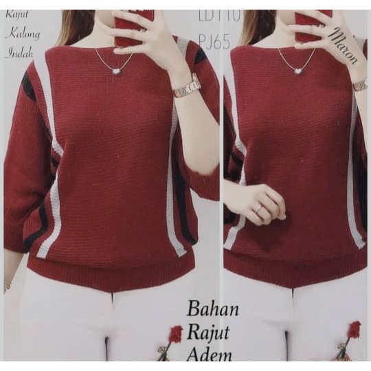 WSE390 - Blouse Batwing Rajut Sara Bahan Ranjut Lembut Tidak Berbulu PREMIUM QUALITY