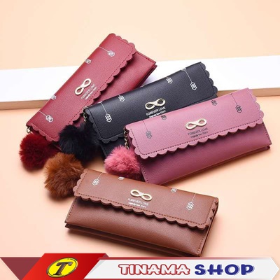 Dompet Panjang Forever / Dompet Lipat Pompom / Dompet Lipat Wanita Panjang