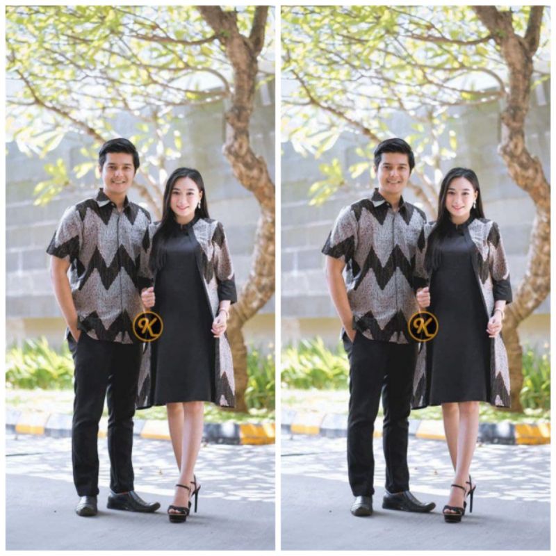 dress couple batik pasangan terbaru/baju couple modern/couple kondangan