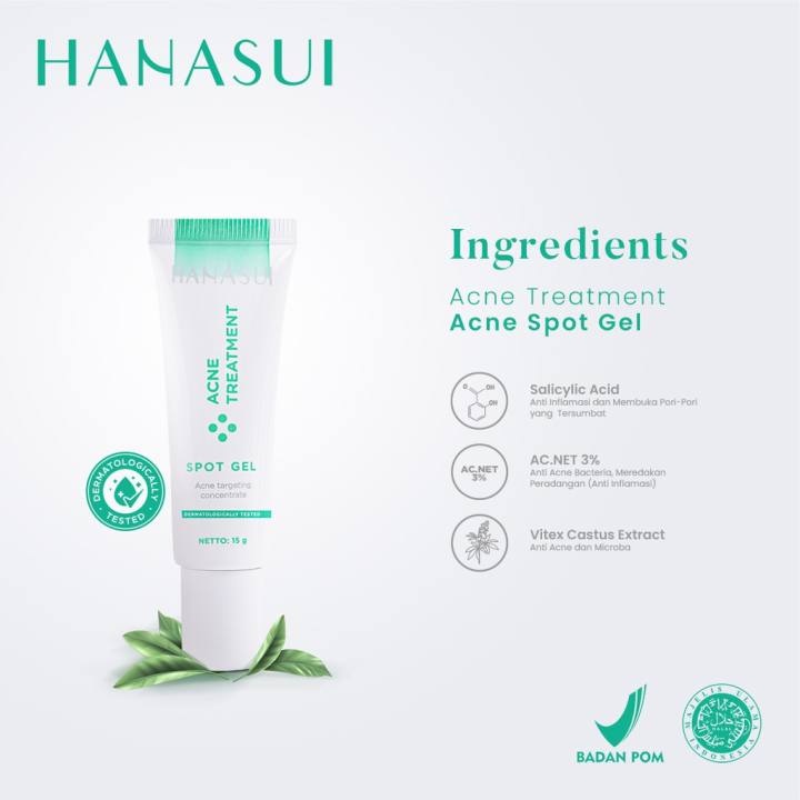 Paket Hanasui Acne Treatment 5pcs (Day Cream+Night Cream+Cleanser+essence+Gel)