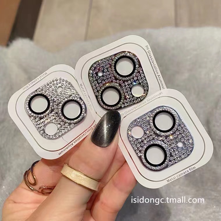 IPHONE Pelindung Lensa Kaca Kamera Berlian Kristal Mengkilap Mewah Untuk Iphone14 13 Pro Max11 12 XS X Mini Bling Glitter Rhinestone Metal Len Film