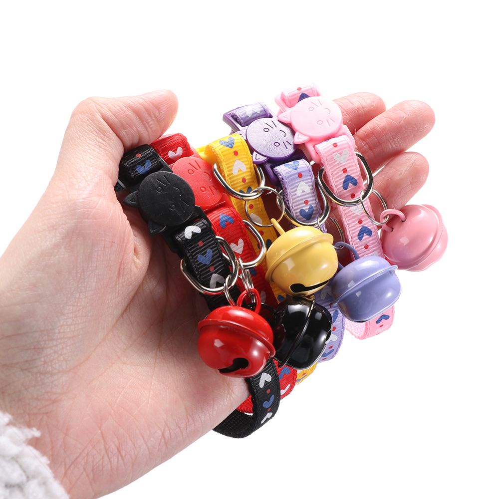 SUYOU Adjustable Dog Collar Puppy Love Heart Cat Collars Pet Supplies Buckle Cat Accessories Bell Pendant Kitten Necklace/Multicolor