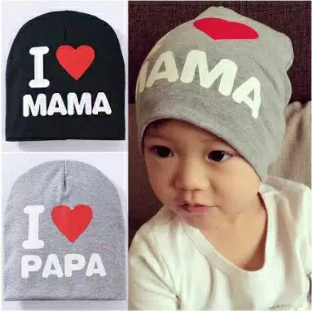 Topi kupluk bayi topi kupluk i love mama  kupluk bayi topi polos bayi