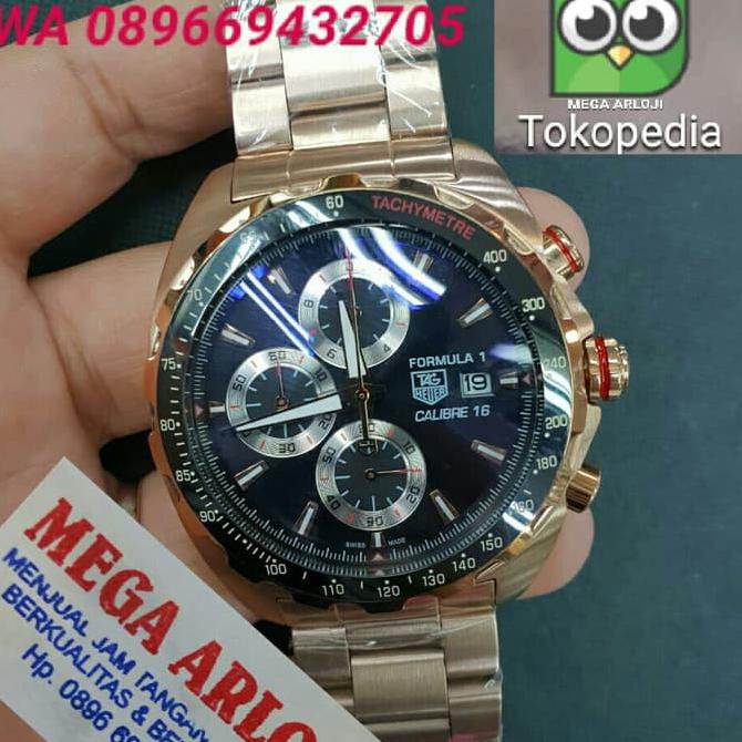 JAM TANGAN COWOKTAG HEUER CALIBRE 16 FORMULA 1 ROSE SUPER PREMIUM AAA