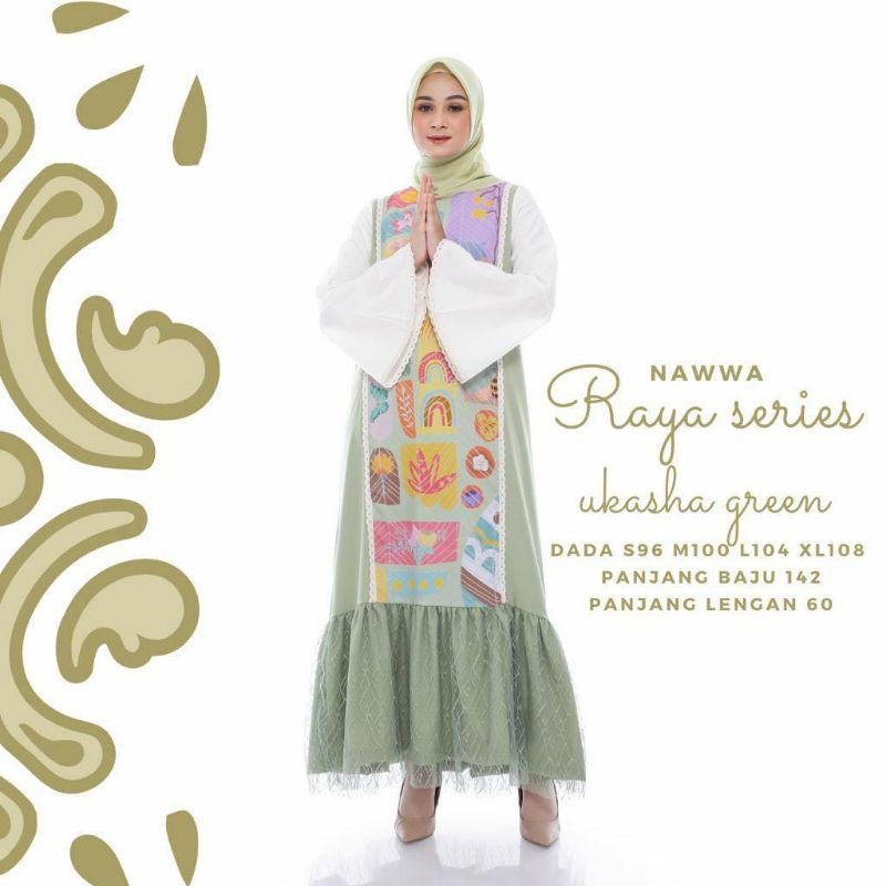 Gamis Lebaran NAWWA Raya Series Ukasha Green ORIGINAL