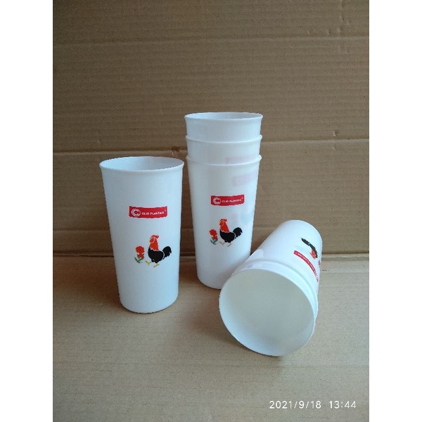 Diskon 6 pcs Gelas plastik sticker ayam jago