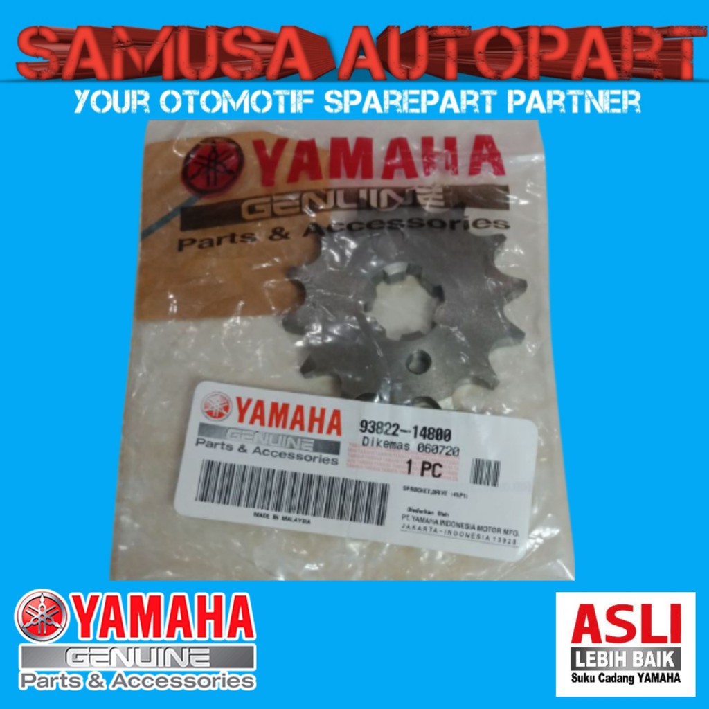 SPROCKET DRIVEN 14T / GEAR DEPAN XSR BYSON , JUPITER MX KING ORIGINAL / 93822-14800
