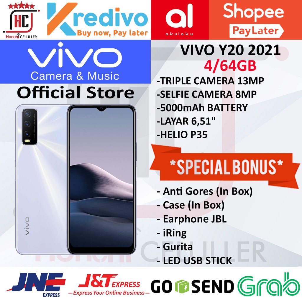 VIVO Y20 2021 RAM 4GB ROM 64GB 4/64GB GARANSI RESMI VIVO INDONESIA