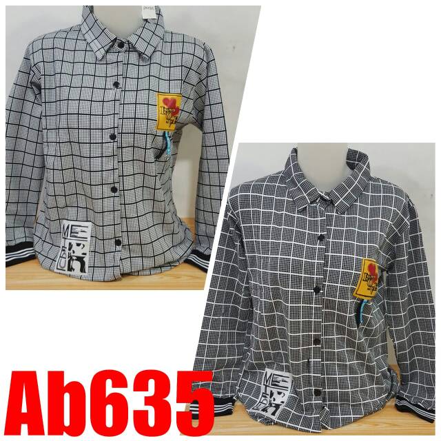 Ab635 atasan wanita dewasa abg keren bahannya bagus motif kotak-kotak poto asli