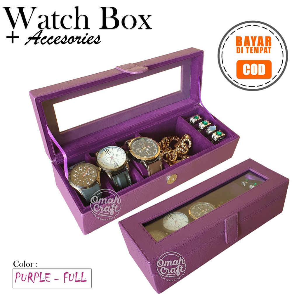 Watch Box Organizer isi 3 Mix Jewelry and Accesories / Kotak Jam Tangan + Perhiasan