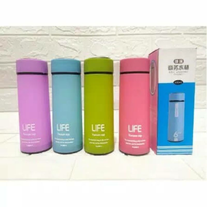 Botol Minum Unik Kaca Motif LIFE / Botol Minum Kaca 450ml Motif Life-2