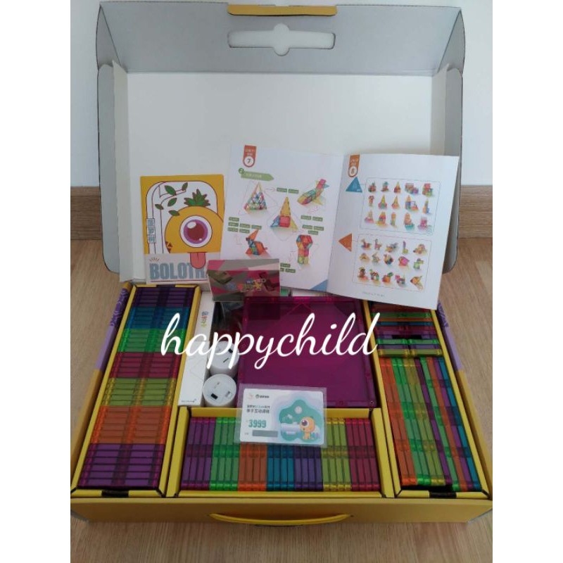 Gift box Top magnetic tiles 108 pcs with online course /setara connetix/mainan edukasi/happychild