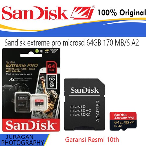 Sandisk extreme pro microsd 64GB 170 MB/S A2 for drone - action cam