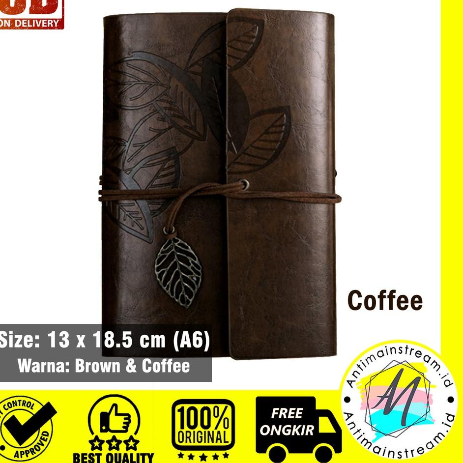 

BNAG (Bisa Custom Nama/ Logo) Buku Catatan Binder Kulit Retro Leaf Kertas A7 - Buku Agenda Jurnal Kulit A7 313XJPY