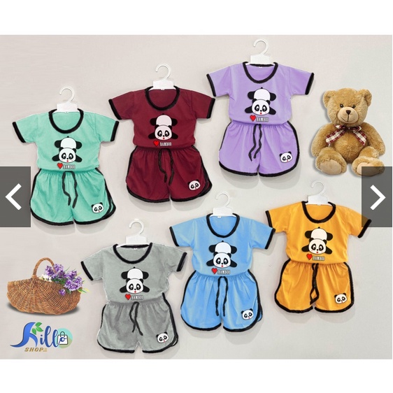 Setelan baju lucu playful colour anak karakter panda / setelan anak unisex