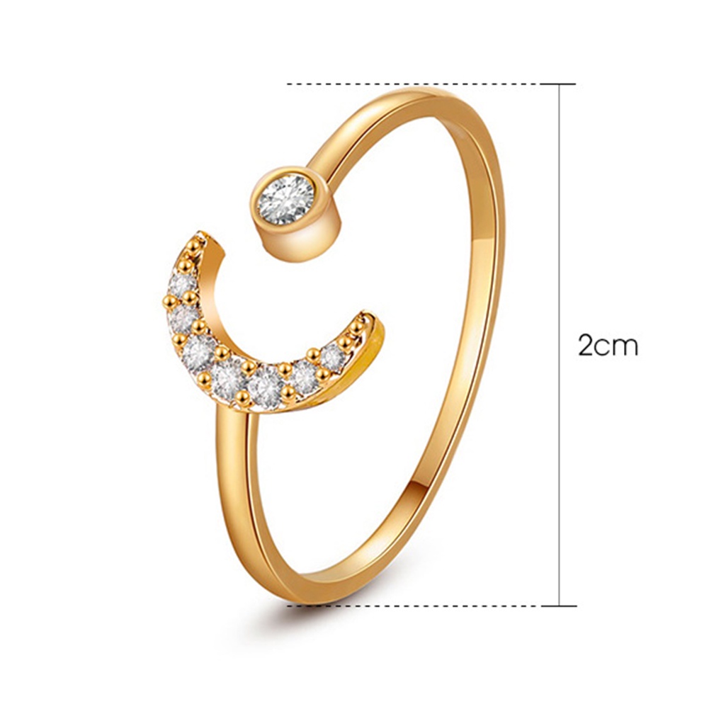 Hu Hu Hu Hu Hu Alat Bantu Pasang Kacamata♡ Cincin Model Terbuka Adjustable Desain Bulan Bintang Gaya Klasik Untuk Wanita