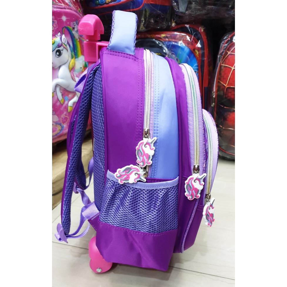 PROMO TERBAIK Tas Roda Dorong Trolley Anak TK Perempuan Motif Kuda Pony LOVE EMBOS Timbul 3Res IMPOR