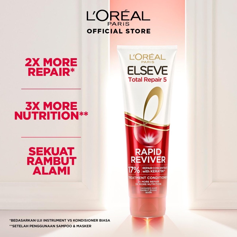 SHAMPOO / CONDITIONER L'Oreal Paris ELSEVE Total Repair 5 Rapid Reviver - PENCUCI RAMBUT Shampo / Condisioner / Hair Mask - Hair Care Loreal dengan Keratin