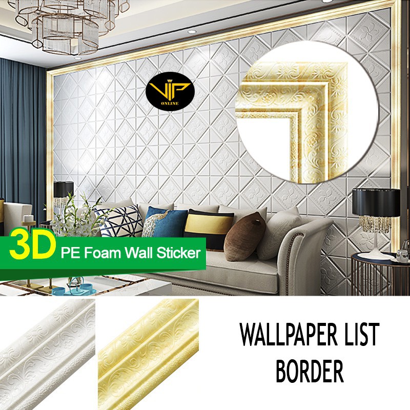 VIP Wallpaper List Border Foam Sticker 3D Wall Paper List Border Stiker 3D
