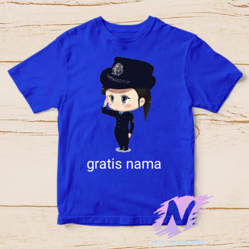 kaos anak animasi polisi perempuan gratis nama