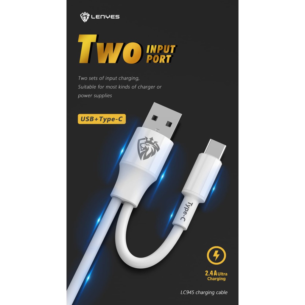 LENYES LC945 Kabel data 6in1 2.4A Lightning TypeC Micro USB anti putus universal sync data cable kabel cas charger 1.2 meter original