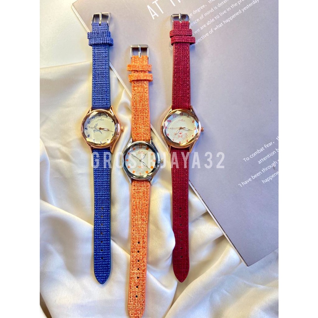 JAM TANGAN WANITA FOLIIA RAINBOW STRAP NILON KOMBINASI KALEP