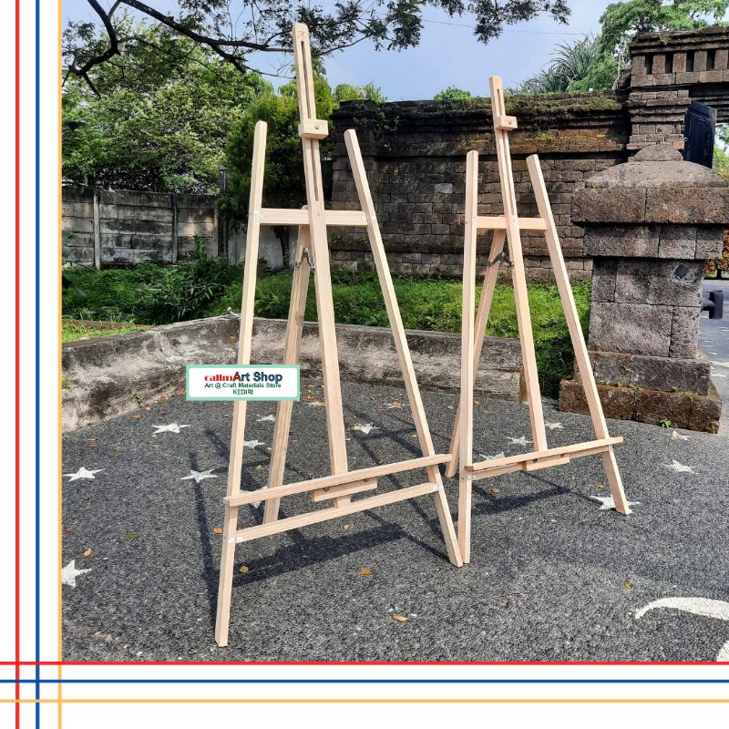 Bali Artist Easel / Tripod / Stand Lukisan Kayu Besar Bali Artist