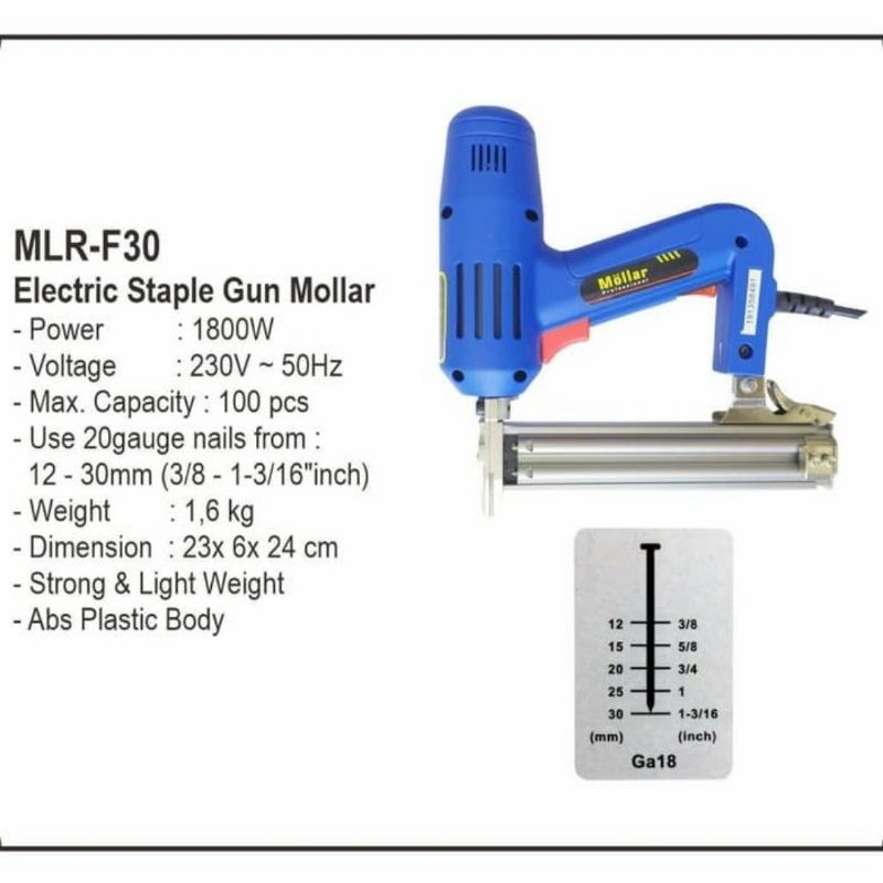 ELECTRIC BRAD NAILER STAPLE GUN Stsples Stapler Paku Tembak LISTRIK Elektrik - MOLLAR F30