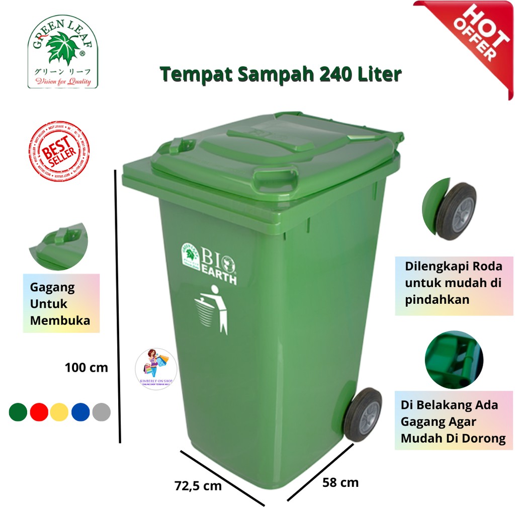 Tempat sampah BIO 240 liter green leaf 2024