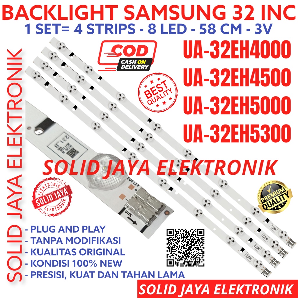 BACKLIGHT TV LED SAMSUNG 32 INC UA 32EH4000 32EH4500 32EH5000 32EH4300 UA32EH4000 UA32EH4500 UA32EH5000 UA32EH4300 LAMPU BL 8K 3V 32EH 8LED 8 KANCING LED UA-32EH4000 UA-32EH4500 UA-32EH5000 UA-32EH4300 32EH4000M UA-32EH4000M 32EH4500M 32EH5000M 32EH4300M