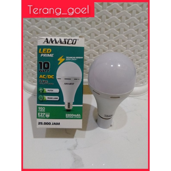 LAMPU EMERGENCY LED 10 WATT PRIME AMASCO / AMASCO LAMPU LED EMERGENCY AC DC