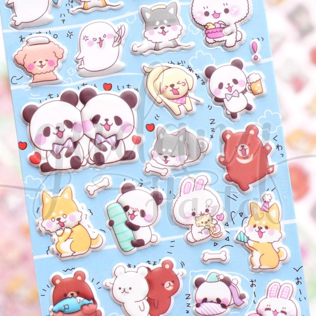 Stiker Puff Pufe Cute Animal Panda Pig Cat Dog Babi Kucing DIY Lucu Sticker Scrapbook GH 303033