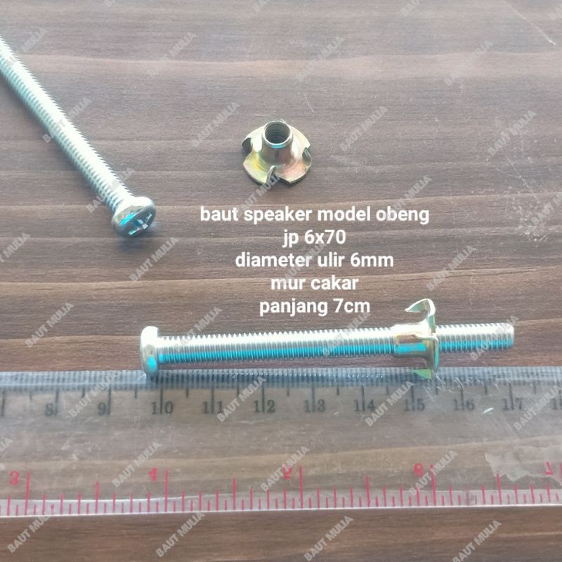 BAUT SPEAKER OBENG 6X70 MUR CAKAR PANJANG 7CM BAUT OBENG MUR CAKAR