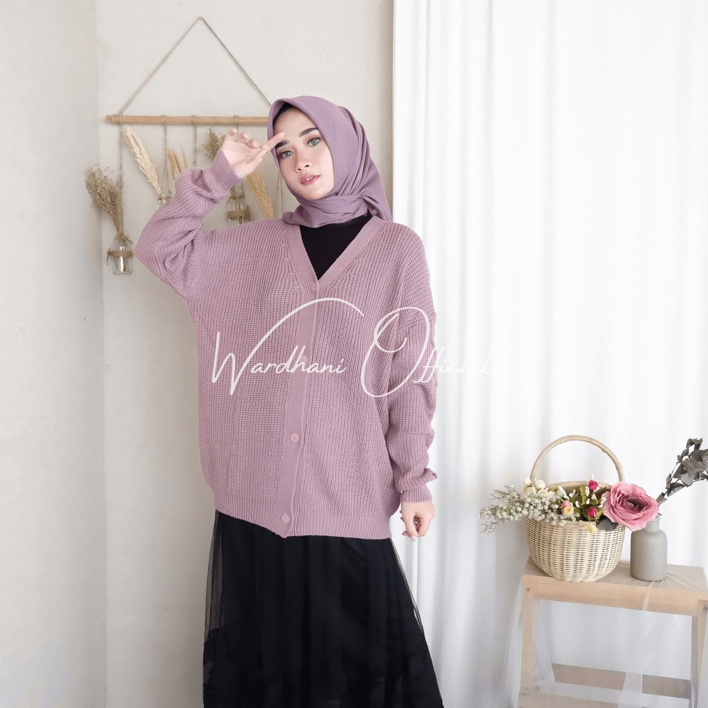  Cardigan  Rajut  Wanita Falisha Warna  Lilac  All Size Fit XL 