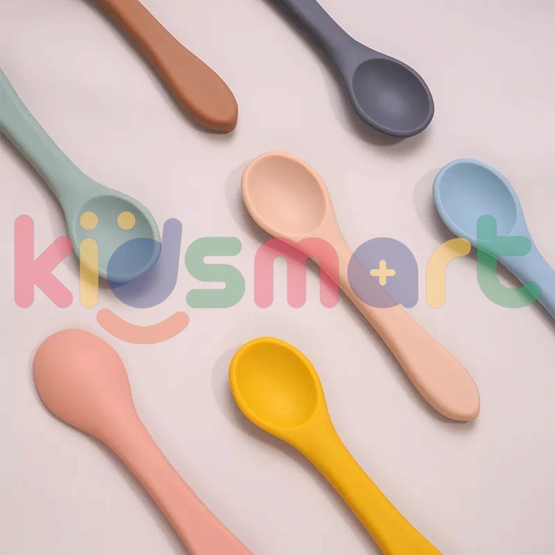 Silicon Spoon Baby / Sendok Garpu Makan Silikon Bayi Food Grade