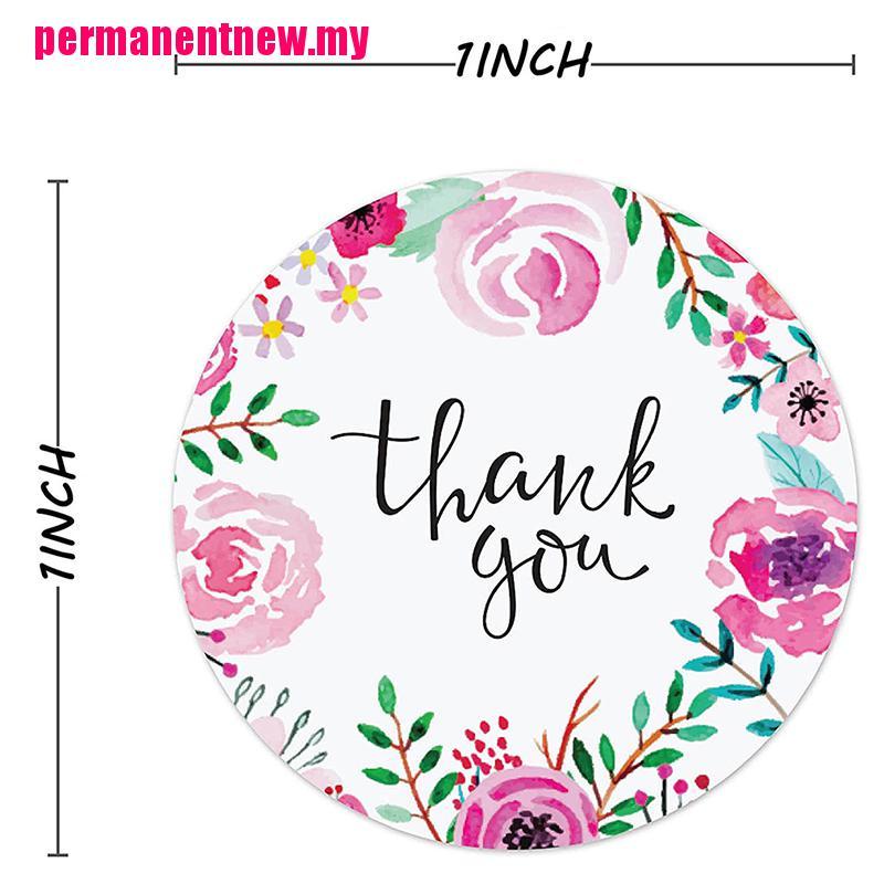 500pcs / Roll Stiker Label Segel Desain Bunga Thank You Untuk Alat Tulis