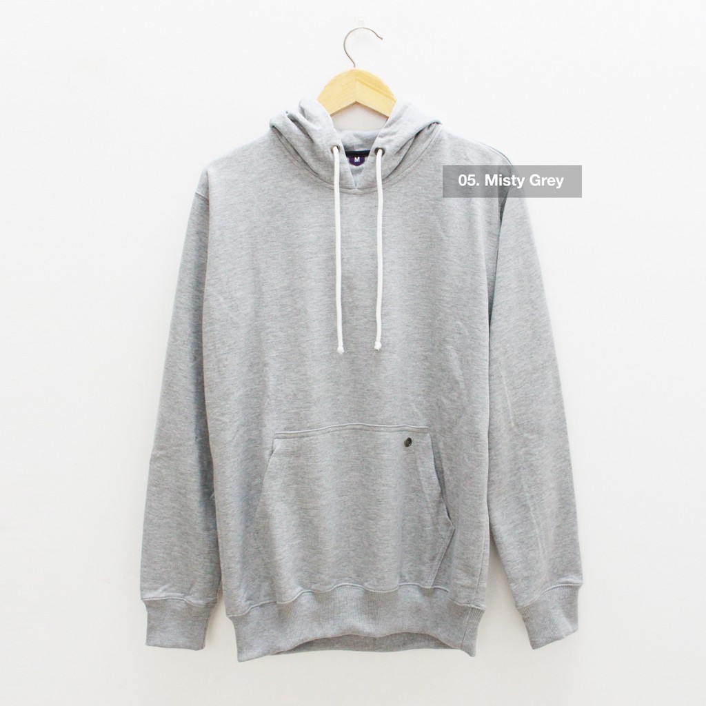 Sweater Hoodie polos Warna Grey misty size S M L XL bahan Original